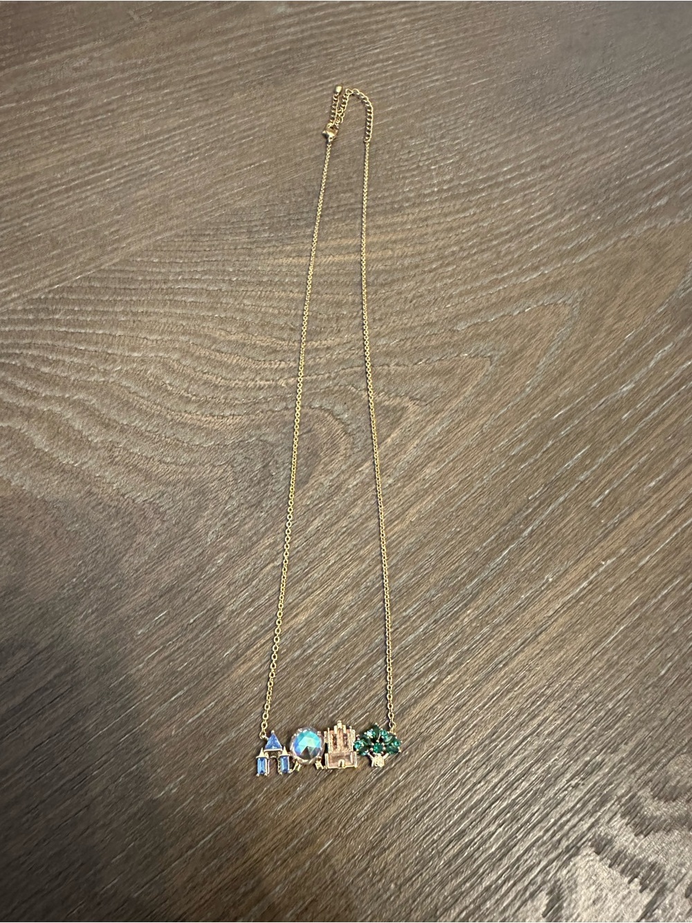 Disney Parks x Girls Crew Gold Tone WDW Four Parks Authentic Necklace Used